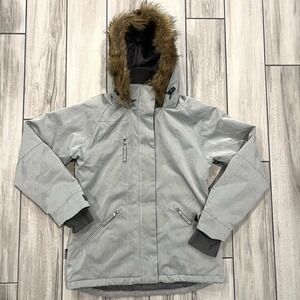 Turbine Boardwear Ski Women's Snowboard Coat Size Large Faux Fur Hood Full Zip